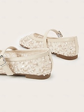 cheap Bride-Women's Ivory Lace Flat Mary Jane Shoes, Beaded Bridal Flats for Brides at Outdoor Garden Weddings
