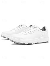 voordelige Heren Golf Schoenen-Witte golfschoenen voor heren zonder spikes, ademend bovenwerk, stabiele gripzool, minimalistische sportstijl voor golfbanen en casual gebruik.