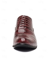 abordables Chaussures Oxford-Chaussures habillées pour hommes en similicuir bordeaux à motif croco – chaussures élégantes et formelles pour les mariages, les témoins et les occasions spéciales.
