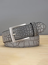 abordables Cinturones de hombre-Cinturón ajustable de piel sintética con estampado de cocodrilo para hombre, varios colores, perfecto para bodas y uso diario, diseño duradero y elegante.