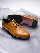cheap Derby Shoes-Men's Genuine Leather Derby Shoes – Brown Cowhide Derby Shoes for Weddings, Business Events and Formal Occasions