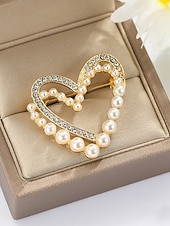 Недорогие День святого Валентина-Женская брошь в форме сердца из сплава с искусственным жемчугом, доступно несколько вариантов дизайна, идеально подходит для Дня святого Валентина, свадеб и повседневной носки.