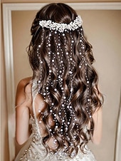 Недорогие Свадьба ACC-Женское украшение для волос с кисточками из искусственного жемчуга, элегантный свадебный аксессуар для свадеб, идеально подходит для невест.