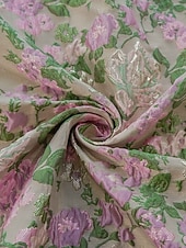 billige Cocktailkjoler-A-linje Gulvlengde Te-lengde Formell kjole Floral kjole Cocktailkjoler Elegant Årgang Blomster Kortermet Løse skuldre Hage fest Bryllup Lomme Jacquard Cowlhals med Blomstertrykk Lomme