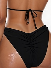 cheap Bikini Bottoms-Two Piece Women's Swimwear Bikini Bottom Thong Swimsuit High Waist Vacation Beach Wear Solid Color Halter Neck Sleeveless Bathing Suits
