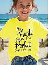 preiswerte Mädchens 3D verspielter Humor-Mädchen 3D Grafik Buchstabe T-Shirt Kurzarm 3D-Druck Sommer Frühling Sport Mode Streetwear Kinder 4-12 Jahre Rundhalsausschnitt Lässig Täglich Outdoor Normale Passform