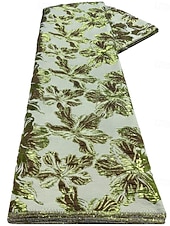  A-linje Gulvlengde Cocktailkjoler Elegant Årgang Blomster Kortermet Crew-hals Hage fest Bryllup Lomme Jacquard med Blomstertrykk Plissert Lomme