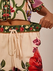 billige Grafisk shorts-Hawaii Palm luftige shorts i lin-look med blomsterprint
