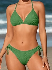 preiswerte Bikini-Sets-Damen Badeanzug Bikini Zweiteilig Slips Bademode Rückenfrei Urlaub Strandbekleidung Einfach Neckholder Ärmellos Badeanzüge