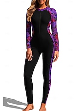 preiswerte One Pieces Rash Guards-Damen Standard Anti UV Shirt Ganzkörper-Rashguard Einteiliger Surfanzug Blumenmuster Tropisch Reißverschluss mit integriertem BH Frontreißverschluss UV-Sonnenschutz vollständige Bedeckung UPF50+