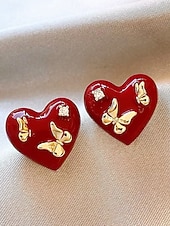 billige Valentinsdag-Hjerteøreringer til dame, legeringsmateriale, flere hjertestiler, søt og romantisk design, passer for kvinner, perfekt til valentinsdagen, bryllup og romantiske anledninger