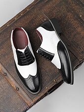 Χαμηλού Κόστους Παπούτσια Oxford-Κλασικά ασπρόμαυρα ανδρικά oxfords – κομψά δερμάτινα παπούτσια για γάμους και επίσημες συγκεντρώσεις