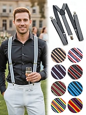 Недорогие Свадьба ACC-Регулируемые эластичные подтяжки для брюк, эластичные полиэстеровые Y-образные подтяжки, различные цвета, классический формальный стиль, идеально подходят для свадеб, Дня святого Валентина, вечеринок и повседневной носки.