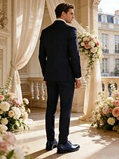 tanie Buty derby-męskie granatowe buty typu oxford ze sztucznej skóry – stylowy, sznurowany design do noszenia w pracy i na formalne okazje
