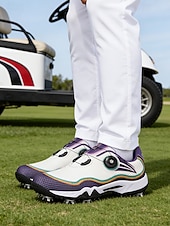 cheap Men's Golf Shoes-Men's Red and White Golf Shoes with Shock Absorption, Comfortable Footwear for Golf &amp; Active Lifestyles