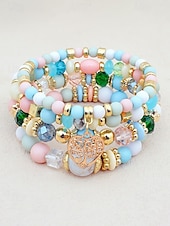 Χαμηλού Κόστους Γυναικείο βραχιόλι-Γυναικείο σετ βραχιολιών από ακρυλικό και κράμα αλουμινίου σε στυλ boho – πολλά χρώματα, γούρι σε σχήμα καρδιάς, ιδανικό για την ημέρα του Αγίου Βαλεντίνου και για καθημερινή χρήση