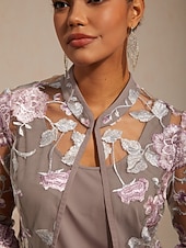  女性用 レーストップス エレガント ハイネック ピンク 夏 春 秋