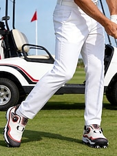 cheap Men's Golf Shoes-Men's Red and White Golf Shoes with Shock Absorption, Comfortable Footwear for Golf &amp; Active Lifestyles