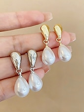 billige Bryllup ACC-Øredobber med imiterte perler til dame – tilgjengelig i gull og sølv, elegant design for bryllup, kveldsarrangementer og hverdagsbruk