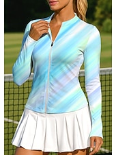 Χαμηλού Κόστους Γυναικείο πουκάμισο-Γυναικεία Βαθμίδα Αφηρημένη τέχνη Μπλούζες Αθλητικό πουκάμισο Πουκάμισο τένις Μπλούζα τένις Μακρυμάνικο Φερμουάρ Λουλουδάτο UPF50