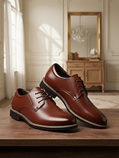 ieftine Pantofi derby-Pantofi clasici derby din piele ecologică pentru bărbați – design elegant și confortabil pentru nunți și evenimente formale