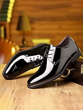 baratos Sapatos Derby-Sapatos sociais masculinos vermelhos em couro sintético envernizado – design elegante para casamentos, eventos noturnos e ocasiões formais.