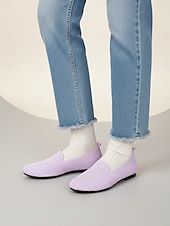 abordables Ballerines femme-Chaussures à enfiler violettes en maille douce pour femmes – minimalistes, respirantes et légères, idéales pour le bureau, les trajets quotidiens, les voyages et le quotidien.