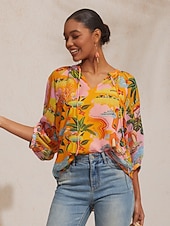 levne Halenky a košile-letní splývavý šifonový květinový top