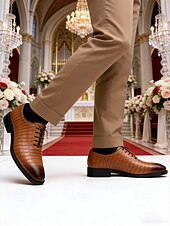 ieftine Pantofi Oxford-Pantofi Oxford maro pentru bărbați din piele ecologică – stil clasic pentru nunți formale, evenimente de afaceri și ocazii speciale