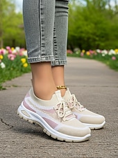 economico Sneakers da donna-scarpe da ginnastica da donna in maglia viola – scarpe da passeggio traspiranti e leggere con un design elegante per attività sportive e gite casual