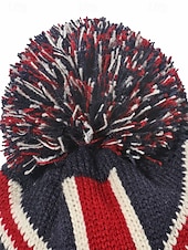  Yhdysvallat 250-vuotisjuhlan unisex patrioottinen neulottu pipo pom-pomilla tähtien ja viivojen Amerikan lipun muotoilu pehmeä talvinen neulottu hattu rento festivaalityyli