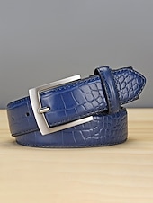 abordables Cinturones de hombre-Cinturón ajustable de piel sintética con estampado de cocodrilo para hombre, varios colores, perfecto para bodas y uso diario, diseño duradero y elegante.