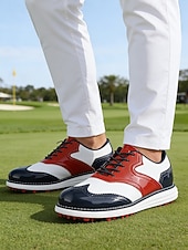 voordelige Heren Golf Schoenen-Rode en witte golfschoenen voor heren, ademend bovenwerk met gripvaste buitenzool, lichtgewicht en comfortabel, ideaal voor golfers en buitensporters.