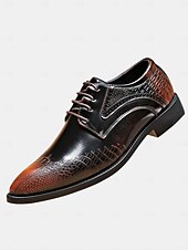 abordables Zapatos Derby-Zapatos de vestir oxford negros y marrones para hombre con textura de cocodrilo: zapatos formales de piel sintética para negocios, bodas y fiestas