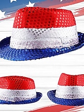 abordables Accesorios-250 aniversario EE.UU. Sombrero de panamá Pajarita Sombrero de copa Tío Sam Innovador Patriótico Lentejuelas Adulto Unisexo Día de la Independencia 4 de julio Fiesta Desfile Disfrazarse