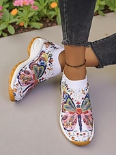 olcso Női tornacipők-női élénk színű, pillangómintás, bebújós tornacipő légpárnával - lélegző kötött sétacipő könnyű testmozgáshoz és hétköznapi kirándulásokhoz