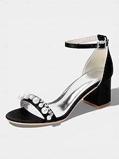 halpa Morsian-Naisten norsunluunväriset kristallipalikkakorkosandaalit, elegantit nilkkaremmillä varustetut hääkengät moderneihin kaupunkihäihin