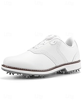 baratos Sapatos de Golfe Masculinos-Sapatos de golfe masculinos brancos, construção leve e respirável, sola com aderência estável, estilo esportivo e elegante para campos de golfe e atividades ao ar livre.