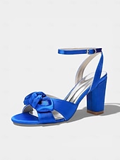 economico Invitato al matrimonio-sandali da donna con tacco a blocco e fiocco giallo, eleganti scarpe eleganti con punta aperta per gli invitati alle cerimonie all'aperto