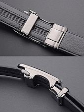 cheap Wedding Accessories-Men's Genuine Leather Automatic Buckle Belt in Black &amp; Coffee, Classic Business Dress Belt for Men, Durable Real Leather, Adjustable Fit, Ideal for Weddings, Business Meetings &amp; Formal Occasions