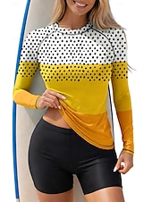 Недорогие Серфинг Танкини и Бикини-Жен. Рашгард Купальники танкини Костюм для серфинга Геометрический принт Блокировка цвета 2 предм Съёмные вставки Бойлег УФ-защита от солнца UPF50+ Эластичный Длинный рукав Купальники Рашгард