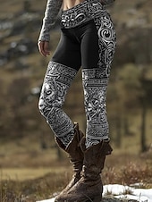 economico Animali Stampa-Per donna Leggings Vacanza Vintage Stile Etnico Lunghezza intera Vita Alta Grafico Animale Astratto Comodità Asciugatura Rapida Traspirabilità Alta elasticità Quotidiano Casa All'aperto Nero