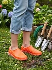 رخيصةأون قباقيب نسائية-أحذية نسائية صفراء مقاومة للماء للحديقة - أحذية خفيفة الوزن سهلة الارتداء للبستنة، والعمل في الهواء الطلق، واستخدام الفناء، والشاطئ، والأيام الممطرة