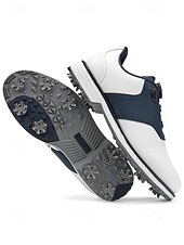 baratos Sapatos de Golfe Masculinos-Sapatos de golfe masculinos brancos, construção leve e respirável, sola com aderência estável, estilo esportivo e elegante para campos de golfe e atividades ao ar livre.