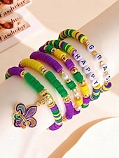 お買い得  アクセサリー-女性用アクリルブレスレットセット、マルチパターンデザイン、マルディグラテーマ、カーニバルやお祭りに最適
