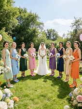 baratos Dama de honra-Sapatilhas femininas multicoloridas de cetim com amarração no tornozelo, elegantes sapatos de bico fino para damas de honra em casamentos ao ar livre no gramado.