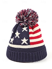  Yhdysvallat 250-vuotisjuhlan unisex patrioottinen neulottu pipo pom-pomilla tähtien ja viivojen Amerikan lipun muotoilu pehmeä talvinen neulottu hattu rento festivaalityyli