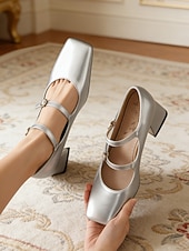 voordelige Mary Jane Pumps-Dames Mary Jane pumps met groene lakleren imitatieleer afwerking – vintage pumps met vierkante neus, dubbele band en gouden gespen, elegante retrostijl uit de jaren 50 voor dagelijks gebruik en