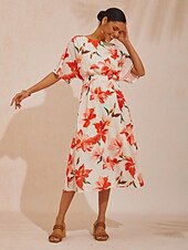 levne Květinové šaty-Maxi šaty s jarními květy, splývavým šifonem a stahujícím pasem