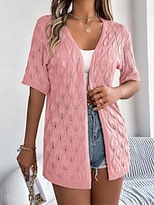 economico Bluse Semplici-Per donna Tunica Top estivi Blusa Top traforato Traforato Semplice Elegante Classico Moderno Manica Corta Top lunghi Quotidiano Ferie Uscire Bianco Rosa Cachi Estate Primavera